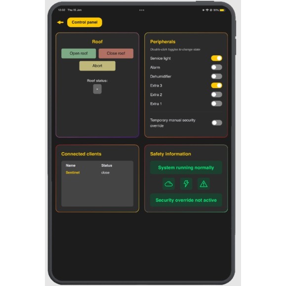 Controlador de Observatório Partilhado STARLING com clip de montagem em calha DIN