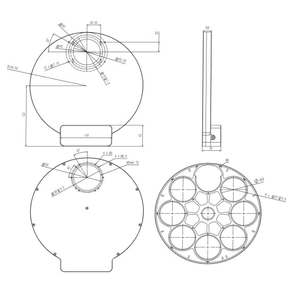 Roda de filtro de baixo perfil Snowflake 8 x 50 mm WandererAstro