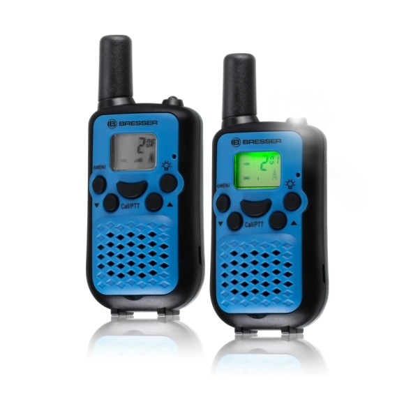 Conjunto de 2 walkie-talkies BRESSER JUNIOR com longo alcance até 6 km e função mãos-livres cor azul