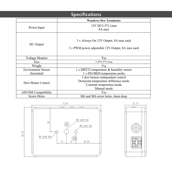 Dew Terminator WandererAstro Dew Terminator Dew Terminator WandererAstro Controlador Anti-Drift