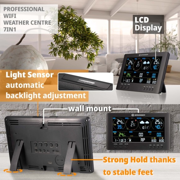 Centro meteorológico ClearView WIFI da BRESSER com sensor 7 em 1
