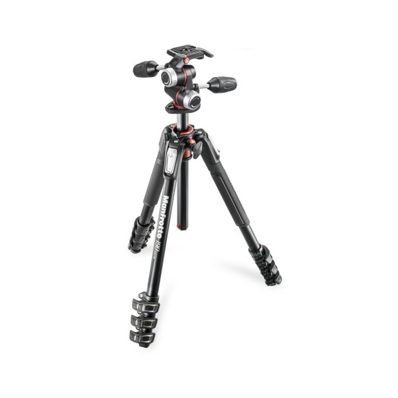 Manfrotto Kit de tripé de alumínio 190XPRO4-3W com cabeça de 3 vias